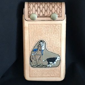 Handmade all leather cell phone carrier!